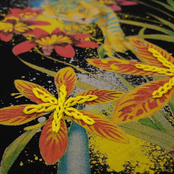 Desigual XS Black Agra Floral Tiger Short Sleeve T-Shirt Tunic Mini Dress - Picture 8 of 13